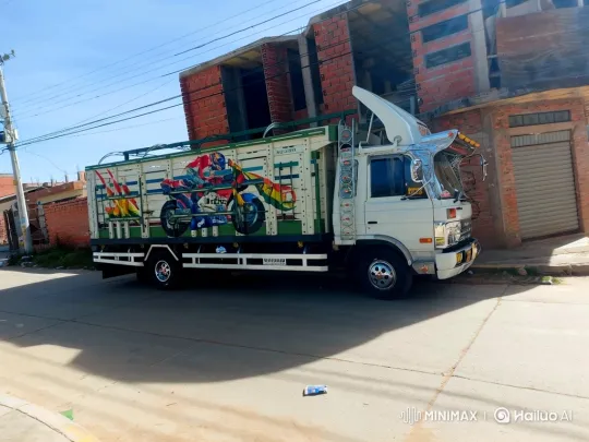 Custom White Truck with Decorated Sides and Adjustable Suspension – AI Generated Video | Hailuo AI