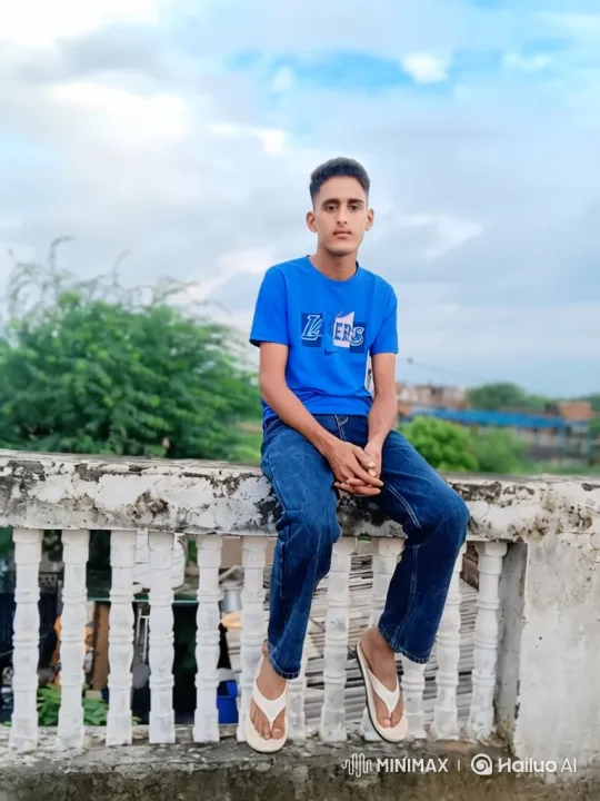 Young Man on Balustrade with Panning Sky Background – AI Generated Video | Hailuo AI