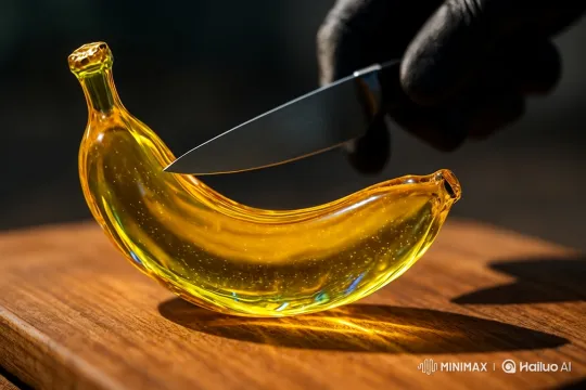 Precision Sliced Glass Banana – AI Generated Video | Hailuo AI