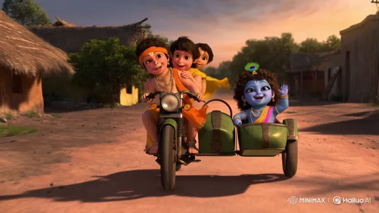 Child Gods Enjoy Motorcycle Ride in Animated Short – AI Generated Video | Hailuo AI