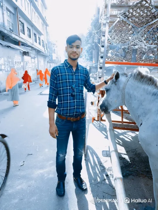 Young Man Rides White Horse Down Urban Street – AI Generated Video | Hailuo AI