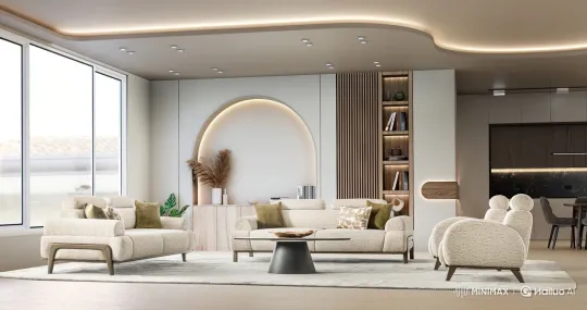 Tracking Shot Reveals Modern Living and Dining Space – AI Generated Video | Hailuo AI
