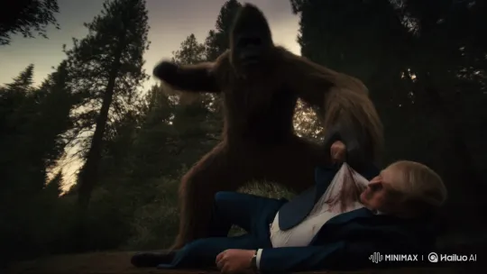 Bigfoot Attacks Donald Trump in Forest Clearing – AI Generated Video | Hailuo AI