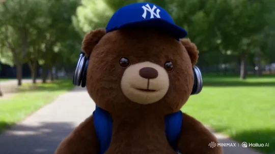 Cute Teddy Bear Hip-Hop Walks Through Park – AI Generated Video | Hailuo AI