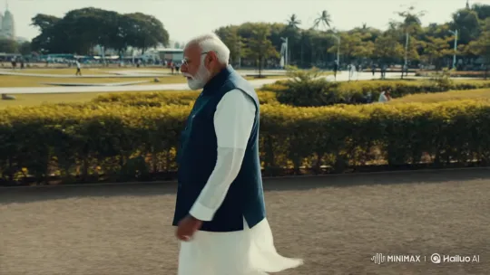 Indian PM Modi Picks Up Object in Public Space – AI Generated Video | Hailuo AI
