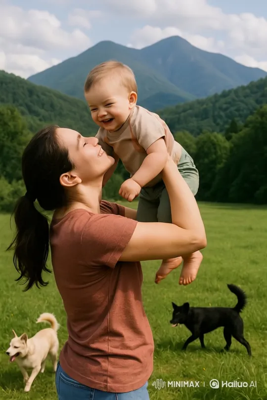 Rural Morning: Mother and Child in Nature's Embrace – AI Generated Video | Hailuo AI