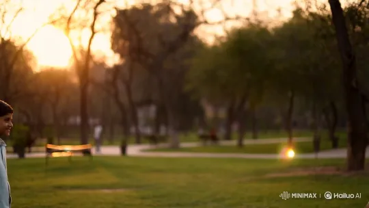 Golden Hour Park: A Thoughtful Boy and a Pakistani Girl Share a Gentle Moment – AI Generated Video | Hailuo AI