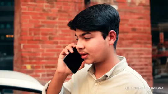 Young Man on Urban Street Engages in Intimate Call – AI Generated Video | Hailuo AI