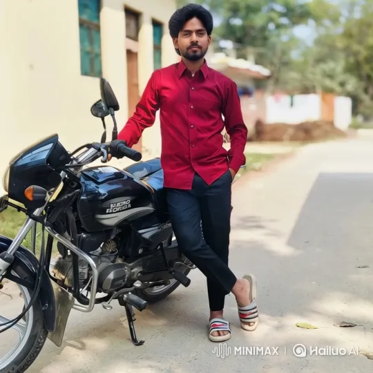 Young Man on Motorcycle看向镜头 – AI Generated Video | Hailuo AI
