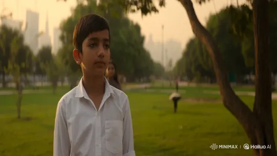 Golden Hour Serenity: Boy and Girl in Park – AI Generated Video | Hailuo AI