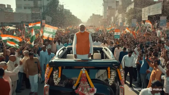 Modi's Triumphal Procession in Vibrant India – AI Generated Video | Hailuo AI