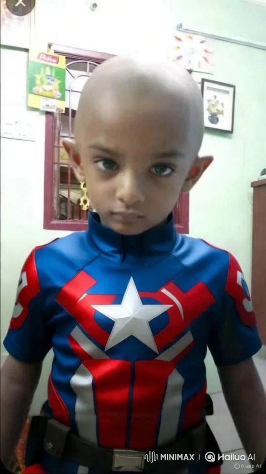 Young Child in Captain America Costume - Room Tracking Shot – AI Generated Video | Hailuo AI