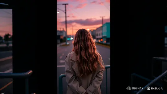 Woman in Dusk: A Cinematic Contemplation Scene – AI Generated Video | Hailuo AI