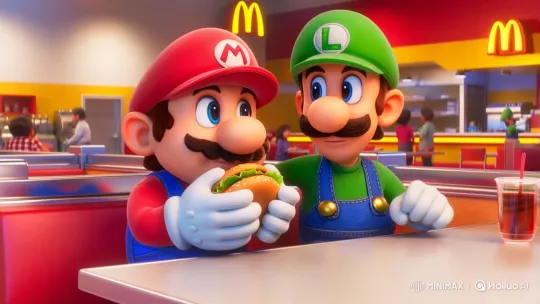 Mario and Luigi Enjoy McDonald's Meal in 3D Animation – AI Generated Video | Hailuo AI