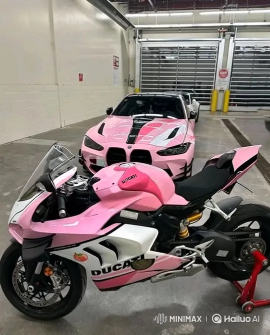 Pink Ducati Crashes into Pink BMW in Dramatic Video – AI Generated Video | Hailuo AI
