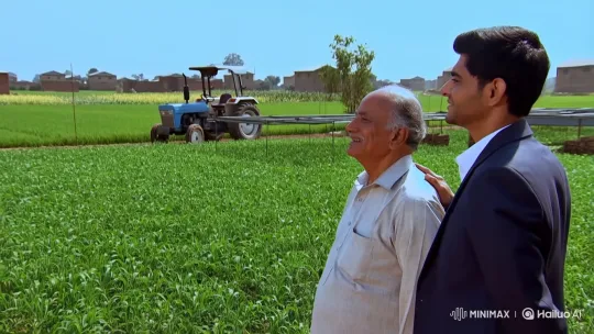 Father and Son Celebrate Farm's Revival Through Modern Techniques – AI Generated Video | Hailuo AI