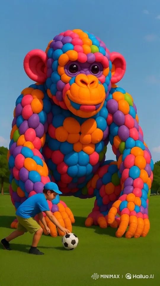 Man Kicks Ball, Unleashes Vengeful Balloon Monkey – AI Generated Video | Hailuo AI