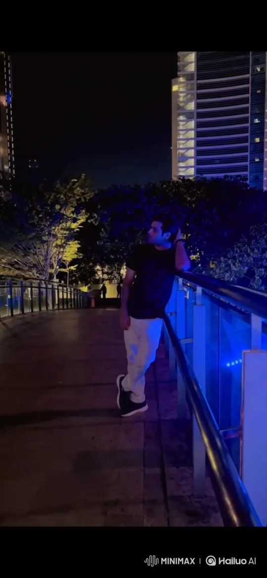 Man Descends to Enter Vehicle in Nighttime Cityscape – AI Generated Video | Hailuo AI
