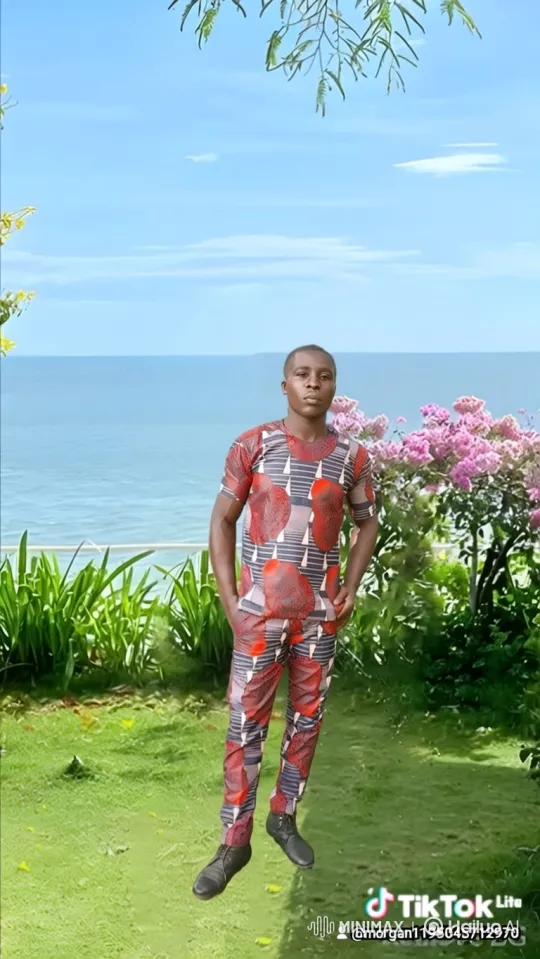 Man in Geometric Suit Stands in Sunlit Garden – AI Generated Video | Hailuo AI