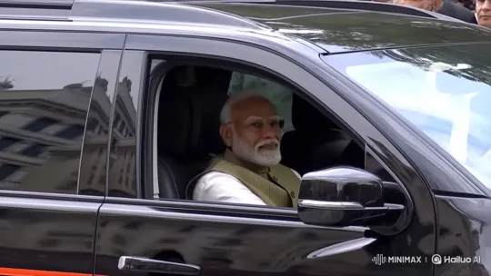 Narendra Modi Waves in Luxury Car During Official Procession – AI Generated Video | Hailuo AI