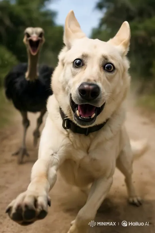 Ultra-Realistic Chase: Ostrich Pursues Shepherd on South Georgia – AI Generated Video | Hailuo AI