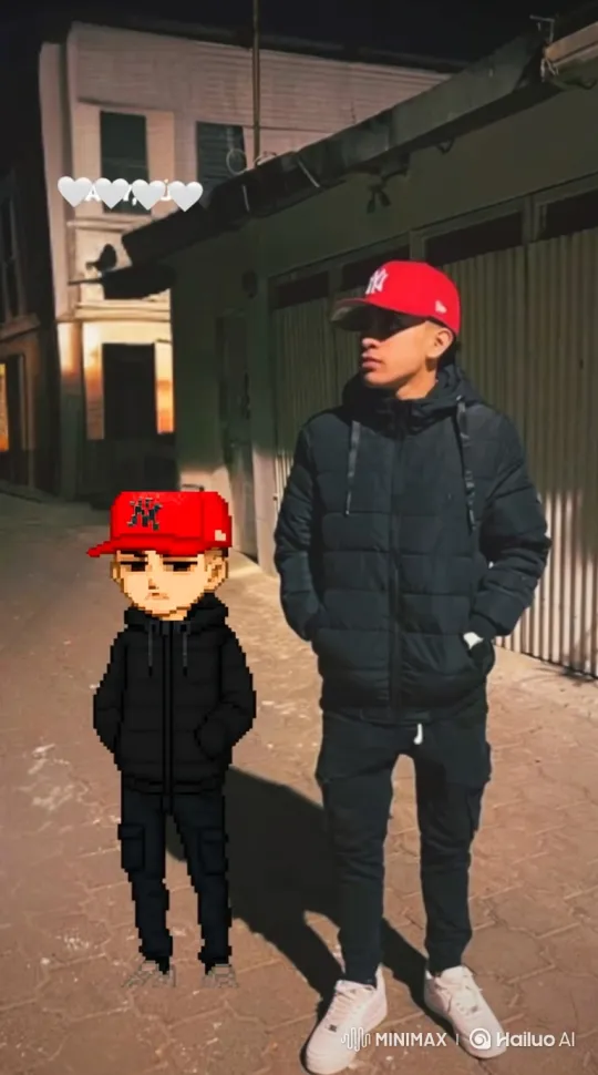 Young Man and Pixelated Double in Nocturnal 180-Degree Shot – AI Generated Video | Hailuo AI