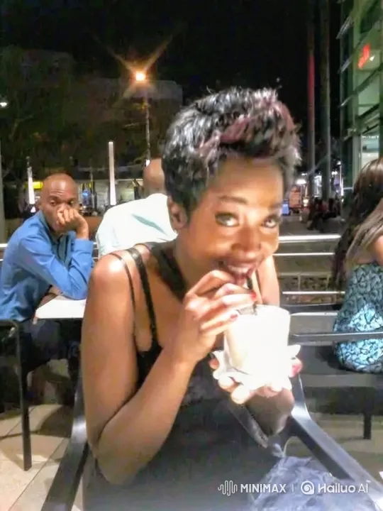 Woman Transforms with Magic at Nighttime Cafe – AI Generated Video | Hailuo AI