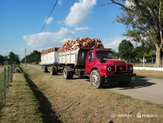 Vintage Truck Carrying Firewood on Rural Road – AI Generated Video | Hailuo AI