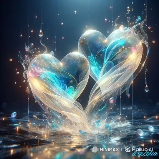 Animated Hearts Dance in Luminous Ballet Over Reflective Water – AI Generated Video | Hailuo AI