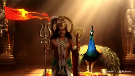 Lord Murugan's Radiant Manifestation in Sacred Space – AI Generated Video | Hailuo AI