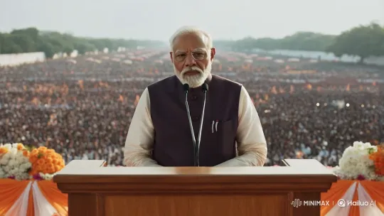 Indian PM Modi Delivers Passionate Speech at Rally – AI Generated Video | Hailuo AI