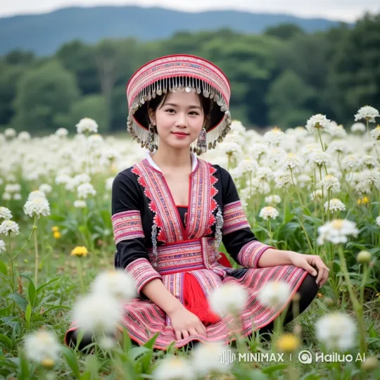 Traditional Dance in Flower Meadow with Serene Dancer – AI Generated Video | Hailuo AI