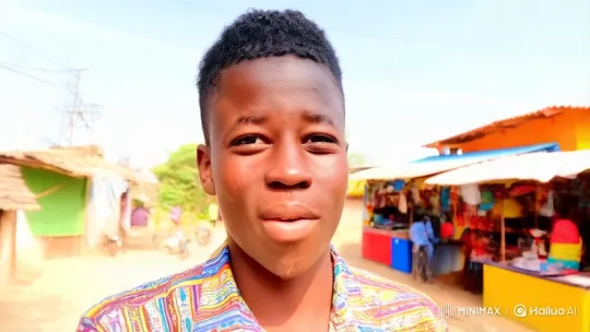 Young Man Embraces Vibrant Life in Bustling Market – AI Generated Video | Hailuo AI