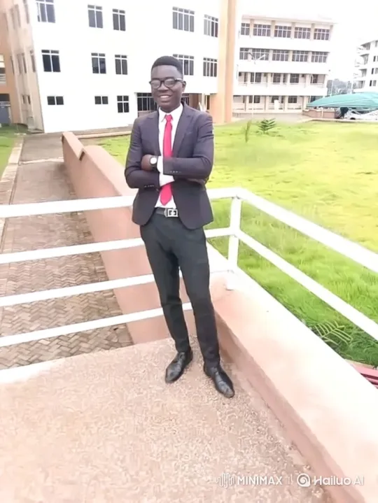 Confident Young Man in Suit Nods on Outdoor Walkway – AI Generated Video | Hailuo AI