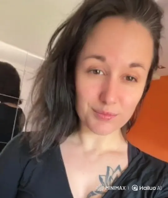 Woman Touches Nose with Gentle Smile – AI Generated Video | Hailuo AI