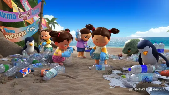 The Beach Gang Transforms Polluted Beach into Joyful Paradise – AI Generated Video | Hailuo AI