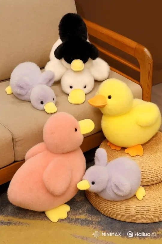 Animated Pink Duck Toy Walks in Colorful Space – AI Generated Video | Hailuo AI