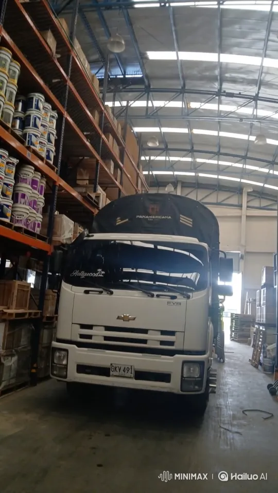 White Chevrolet Truck Bounces Gently in Warehouse – AI Generated Video | Hailuo AI