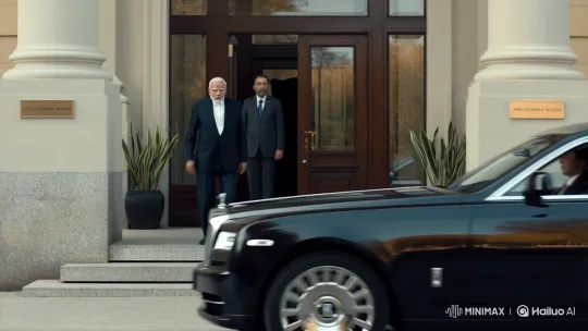 PM Modi Arrives in Rolls Royce, Shakes Hands at Event – AI Generated Video | Hailuo AI