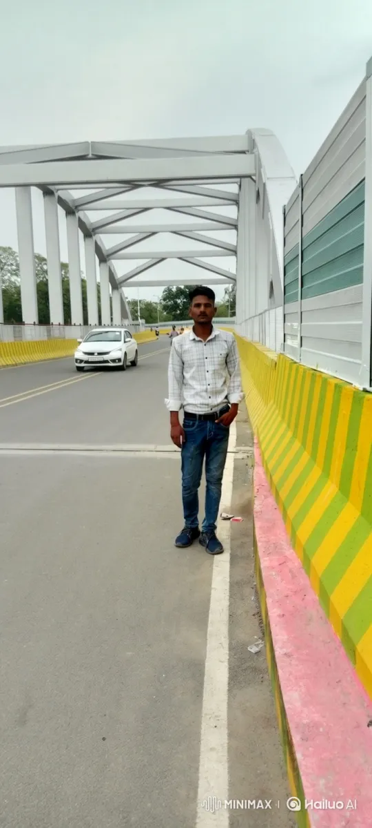 Young Man Observes Traffic on a Modern Bridge – AI Generated Video | Hailuo AI
