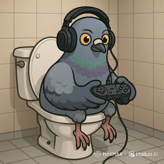 Cartoon Pigeon Playing Video Game Gets Soaked by Toilet – AI Generated Video | Hailuo AI