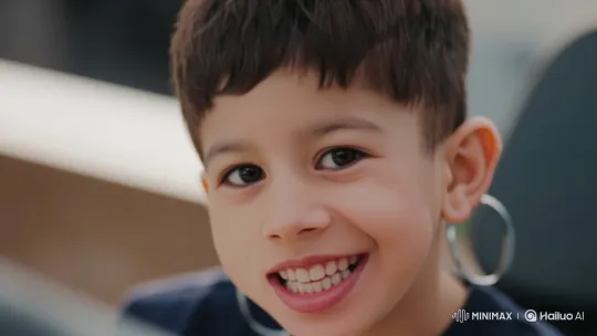 Child's Joyful Smile Mirrors Night Traffic Lights – AI Generated Video | Hailuo AI