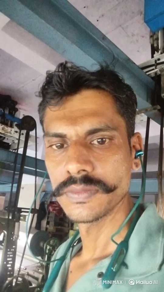 Man in Industrial Workshop with Steady Gaze – AI Generated Video | Hailuo AI