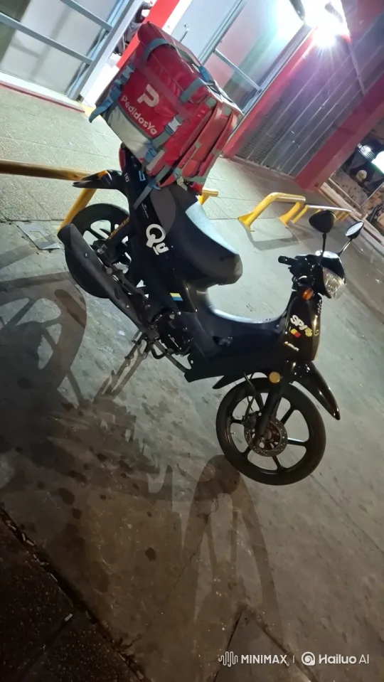 Black Scooter with Air Suspension Lowering at Night – AI Generated Video | Hailuo AI
