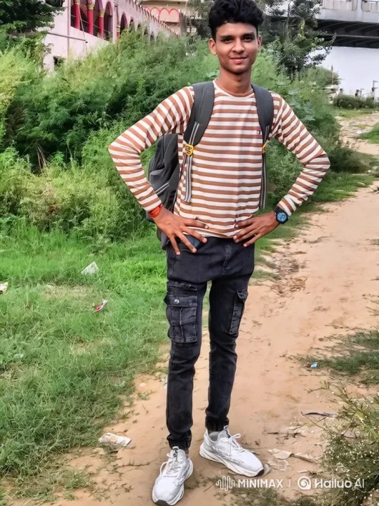 Young Man Poses on Dirt Path with Gentle Smile – AI Generated Video | Hailuo AI
