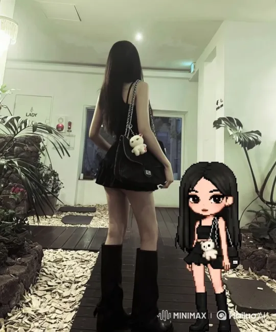 Woman and Avatar in Decorative Corridor with 180-Degree Orbit – AI Generated Video | Hailuo AI