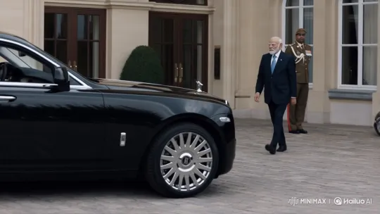PM Modi Arrives in Rolls Royce, Shakes Hands at Formal Event – AI Generated Video | Hailuo AI