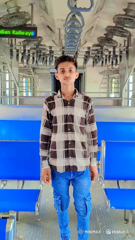 Young Man in Moving Train Car Maintains Calm Demeanor – AI Generated Video | Hailuo AI