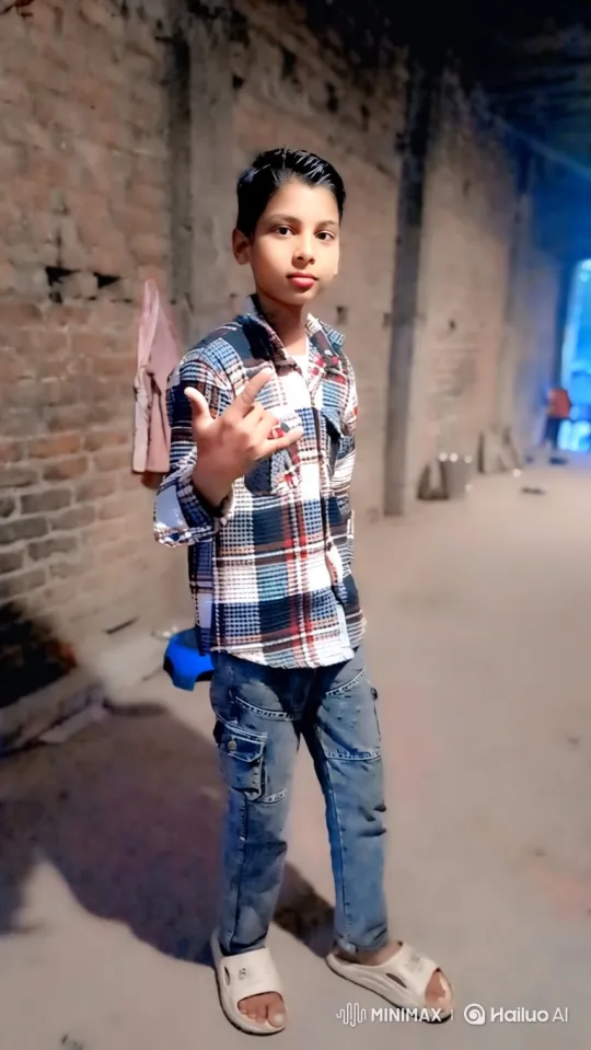 Young Boy in Plaid Shirt Walks Down Dim Passageway – AI Generated Video | Hailuo AI