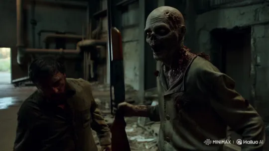 Zombie Attacks Human with Shotgun in Derelict Building – AI Generated Video | Hailuo AI